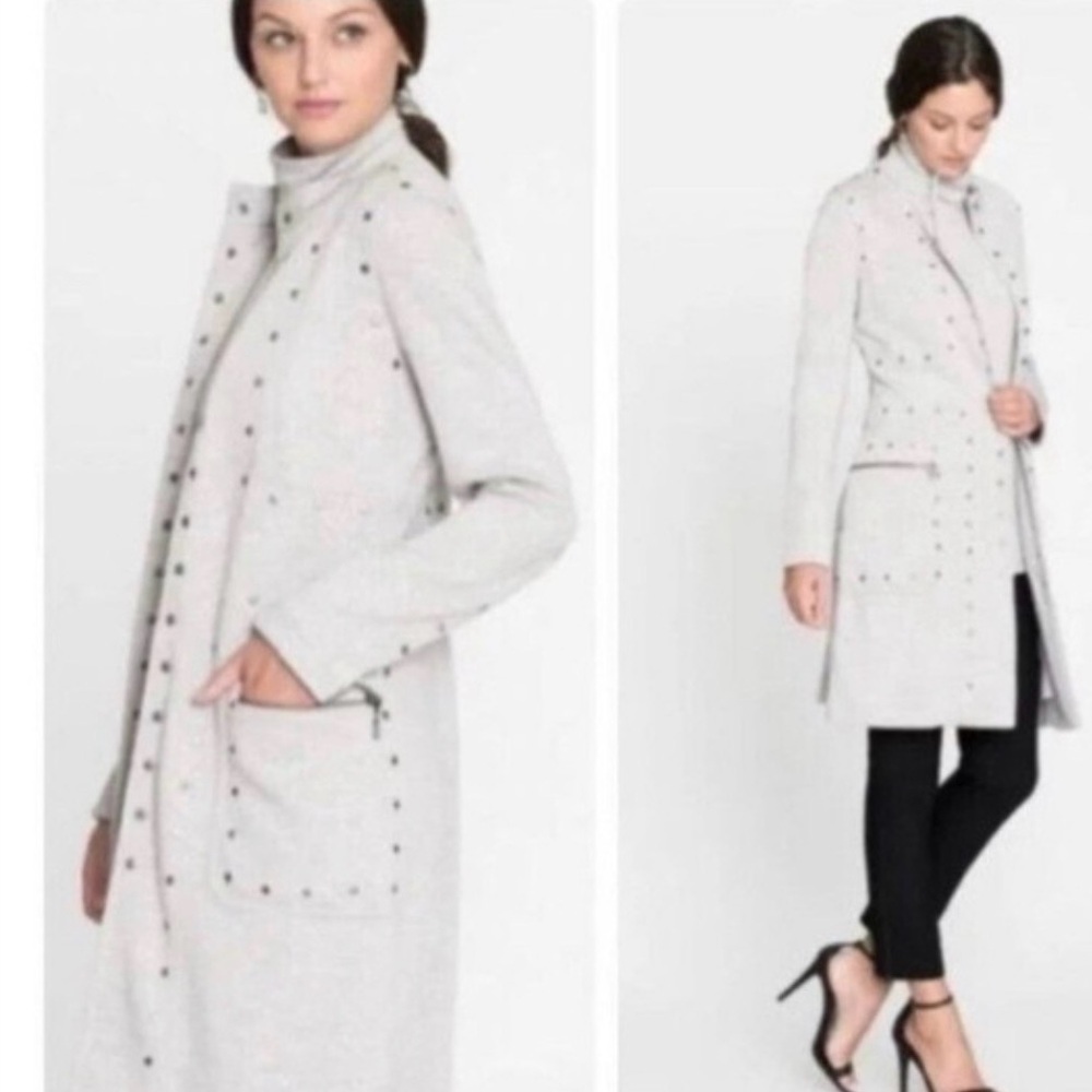 NIC+ZOE Light Beige Trench Coat with Stud Accents retails $225
